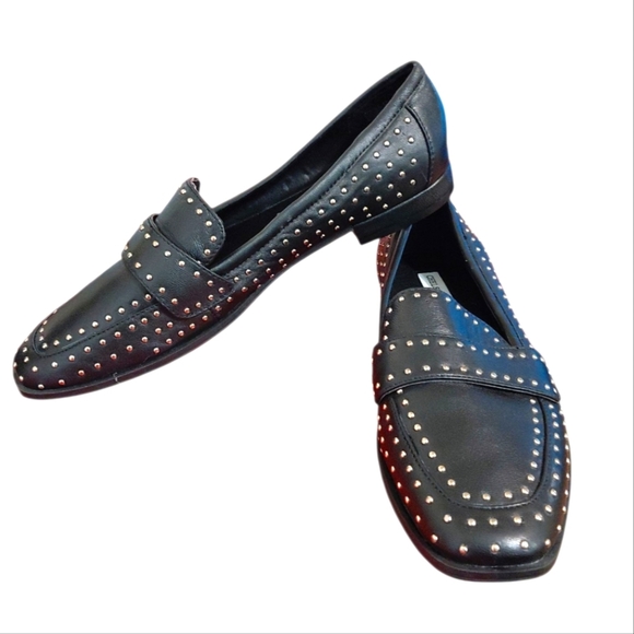 NEW Chelsea & Violet Black Studded Flat Loafers Size 6.5 - Picture 1 of 10